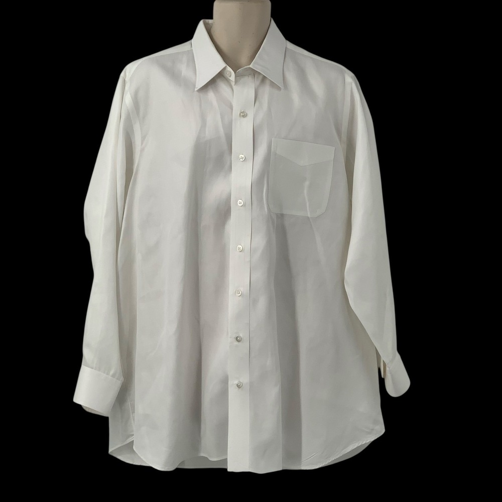 Hamilton 1883 Men's White Textured Dress Shirt Long‎ Sleeve Button Up Size XL